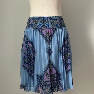 INC International Concepts Purple and Blue Pleated A-Line Knee-Length Skirt
